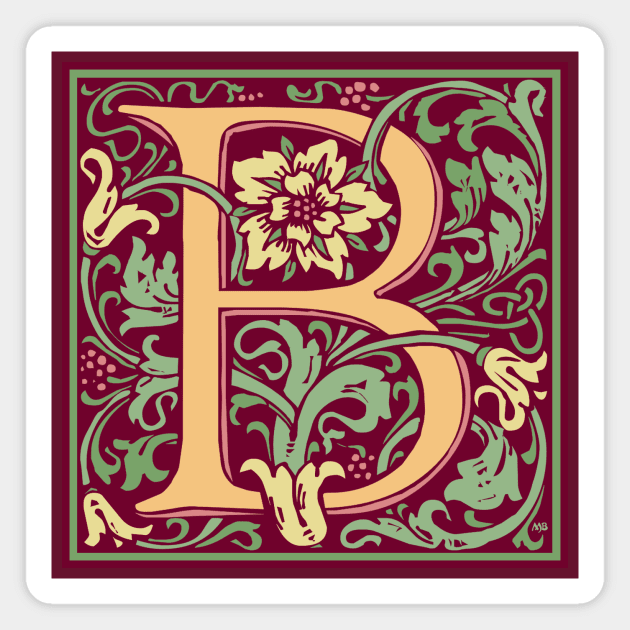 William Morris Vintage Letter B Magnet by MatchbookGraphics